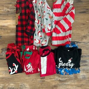 Kids Holiday Pajama Set - Red, Black, Gray